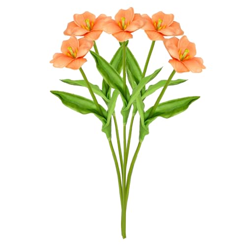 5 Stück Tulpen, Künstliche Blumen, Künstliche Tulpen, Künstliche Tulpen, Blumen, Fühlt Sich Echt An, Weiche Künstliche Tulpen, Blumensträuße, Arrangements, Tulpen für Büro, Hochzeit,(#4) von Keebgyy