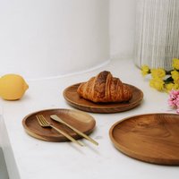 Runde Holz Pasta Teller Flach von KeenWoodStudio