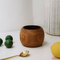 Runde Holzschale, Smoothie-Schüssel, Suppenschüssel, Teak-Holzschale Mit Individuellem Namen, Einzigartige Fotoobjekt von KeenWoodStudio