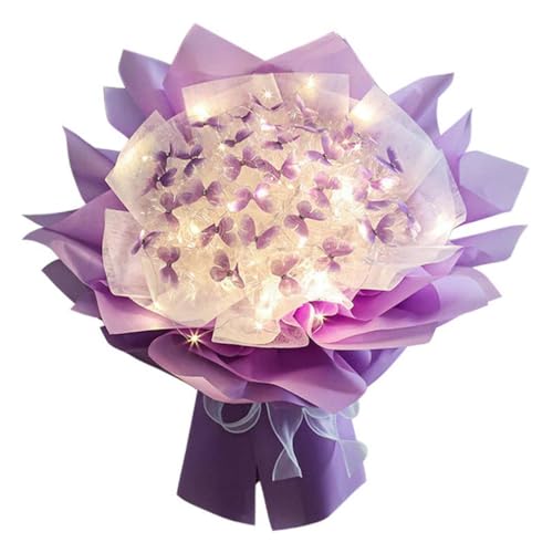 DIY Butterfly Bouquet Gift Kit Set,33PCS Kreativer Schmetterlingsstrauß,DIY-Materialpaket,realistisch für Hochzeitsdekoration,Blumenstraußherstellung,Handgefertigt,Schönes DIY Materialpaket (Lila) von Keeplus