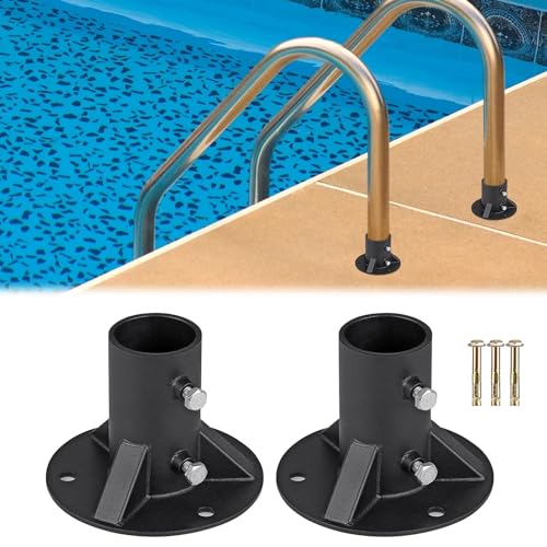 Edelstahl Flansch Poolleiter Montageset,Einbauflansch für Oberirdische Pool Leitertreppen,Zubehör für Poolleiterstufen,für Rundrohr Rohr Geländer Befestigung Wand Boden Poolleiter Halterung (2*52mm) von Keho Keho Kehongdun