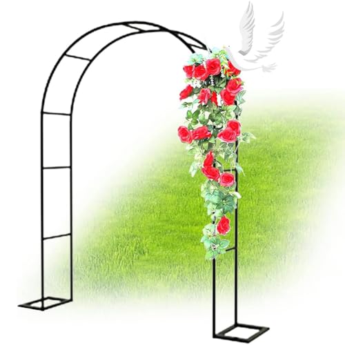 Bogen Aus Metall Gartenbogen Freistehend Rosenbogen Als Rankhilfe Rankgitter Mit Sockel Torbogen Für Kletterpflanzen 220cm Hoch, 120cm 180cm 240cm 300cm 350cm Breit, Schwarz von KemNet