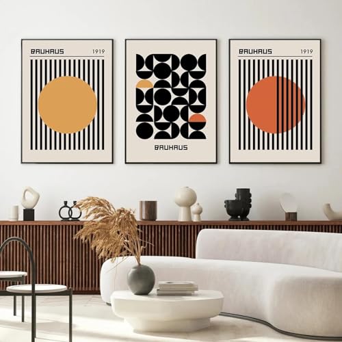 KemneT Geometrische Bauhaus-Wand Bilder Bilder abstrakte minimalistische Poster Kunstdrucke moderne Mitte des Jahrhunderts Leinwandgemälde Wohnzimmer Heimdekoration 50 x 70 cm x 3 ungerahmt von KemneT