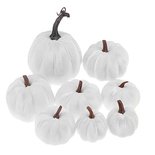 Kepfire 8pcs Künstlich Samt Weiß Kürbiss Gefälscht Halloween Handgefertigt Herbst Ernte Kernstück Heim Küche Dekoration von Kepfire