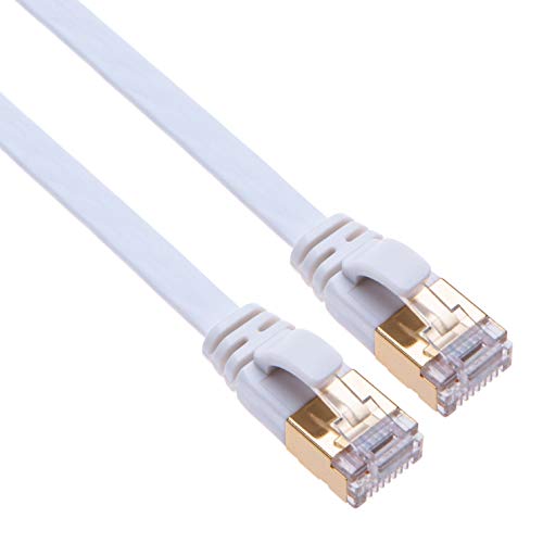 CAT 7 Internet Kabel RJ45 Gigabit Netzwerkkabel Flachkabel Kompatibel mit TV Samsung LG Sony/Router TP-Link/Playstation PS3 PS4 Xbox/Switch Sky Box Hub/WD Seagate QNAP/Zmodo Annke 0,25m Weiß von Keple