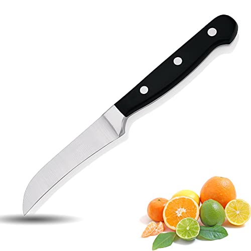 Kerafactum Schälmesser kleines scharfes Küchenmesser Obstmesser mit gebogene Klinge | Putzmesser Küchen Obst Messer Ergonomischer Griff Qualitäts Edelstahl mit scharfer Klinge | Gemüsemesser 9 cm von Kerafactum