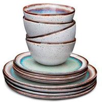 Keramik Teller Set, Feinstes Steinzeug, Geschirr Aus Portugal, 12Teilig I Sea Dinnerware Stoneware Sets von KeramikLiebePortugal