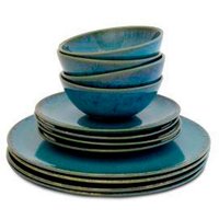 Keramikliebeportugal Keramik Teller Set I 12 Teiliges Geschirr & Schalen Handgemachte Stoneware Sets von KeramikLiebePortugal