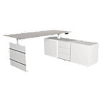 Kerkmann Move 3  Sitz-Stehschreibtisch 180x80x72-120cm Sideboard mit Sideboard 160x50x58cm Lichtgrau von Kerkmann