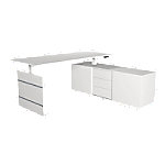 Kerkmann Sitz-Stehschreibtisch Move 3 180 x 80 x 72 cm mit Sideboard 160 x 50 x 58 cm Weiß von Kerkmann