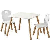 Kesper 1 Kindertisch mit 2 Stühlen, Spielzeug Tisch, FSC Holz, Tisch Garnitur weiß, standfest, einfache Montage von Kesper