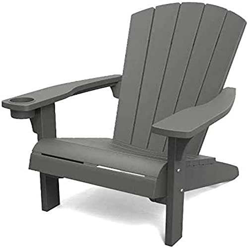 Keter Alpine Adirondack Chair, Outdoor Gartenstuhl aus Kunststoff mit Getränkehalter, grau, wetterfest, amerikanischer Design-Klassiker, für Garten, Terrasse und Balkon, 93 x 81 x 96,5 cm von Keter