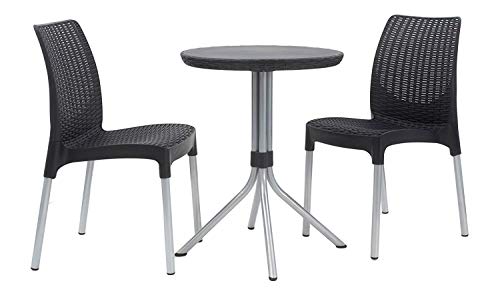 Keter Rattan Bistro Set Chelsea, Graues Bistro Set Balkon von Keter