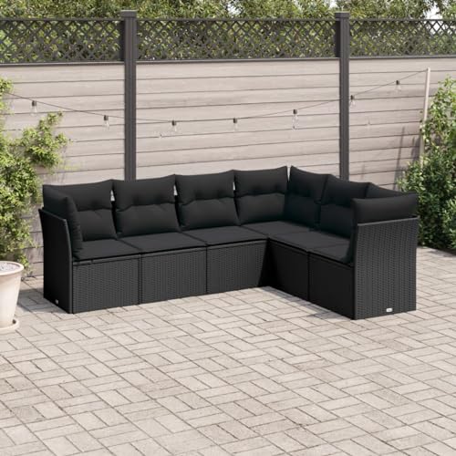 Keyroto Gartenlounge mit Stauraum Balkon Lounge Rattan Sofa Ecklounge Garten Lounge Sofa Outdoor Loungemöbel Gartensofa Ecksofa Sitzecke Balkon-Schwarz-6-tlg-3 von Keyroto