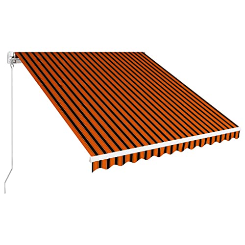 Keyroto Markisen Für Terrasse, Markise Terrasse, Balkonmarkisen, Markise Balkon, Balkonmarkise, Einziehbare Markise Handbetrieben 350 x 250 cm Orange und Braun von Keyroto