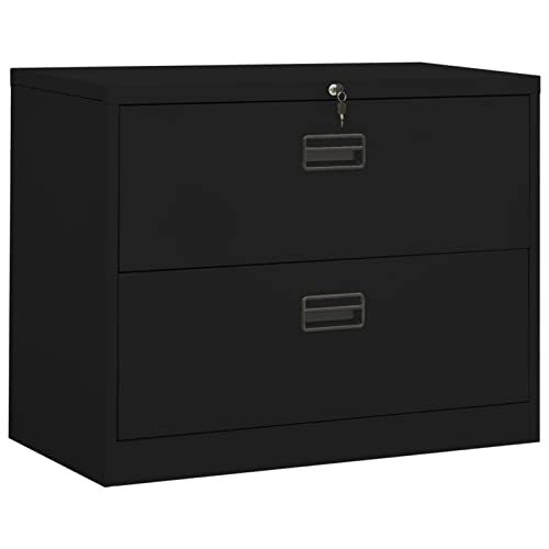 Keyroto Metallschrank Kommode mit Schubladen Schrank Metall Mehrzweckschrank Aktenschrank StahlSchwarz 90x46x72,5 cm von Keyroto