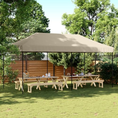 Keyroto Pavillon Gartenpavillon Party Tent Gartenzelt Partyzelt Faltbar Pop-Up Taupe 580x292x315 cm von Keyroto