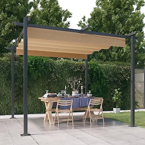 Keyroto Pavillon mit Ausziehbarem Dach 3x3 m Taupe, Gartenpavillon, Pavillion, Garten Pavillion, Gazebo, Pavillon Camping, Camping Pavillon von Keyroto