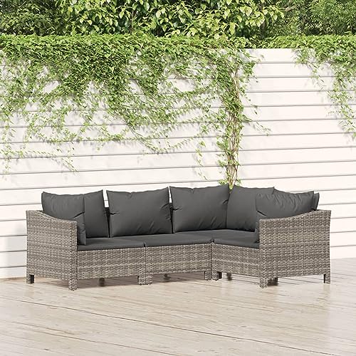 Keyroto Rattan gartenmöbel Set Gartenlounge Rattan Balkon Lounge loungesofa Outdoor Gartensofa wetterfest Lounge Set Balkon sitzgruppe Lounge gartenmöbel-4-tlg von Keyroto