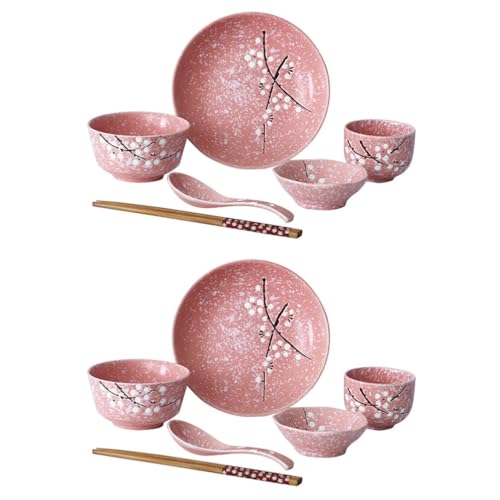 Kichvoe 1 Satz Keramikschale Platten Keramik Geschirr Set Japanische Geschirr Kit Suppe Löffel Tee L?ffel Porzellan Besteck Dip Schalen Keramikplatte Haushalt Individuell Holz von Kichvoe