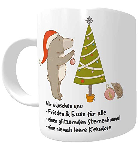 Kilala Tasse Weihnachtswünsche Weihnachtstasse Teetasse Punschtasse Kakaotasse ideales Wichtelgeschenk mit Bär und Tannenbaum von Kilala