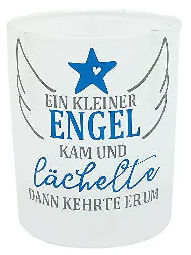 Teelicht für Sternenkinder Trauer Kerze Trost Schutzengel mit Spruch Fehlgeburt Geschenk (Engel blau) von Kilala