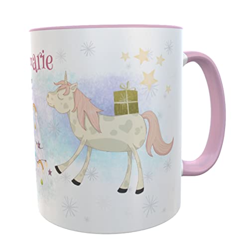personalisierte Einhorn-Tasse Geschenk Mädchen Weihnachten Nikolaus Teetasse Kindertasse (Einhorn rosa) von Kilala