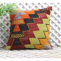 Kelimkissen, 16x16, Vintage, Boho-Kissen, Türkisch, Handgewebtes Kissen, Wurfkissen, Akzentkissen, Wohnen, Wohndekoration, Dekokissen von KilimNationPillows