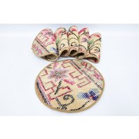 Küchendekoration, Service Teppich Tischset, 10"x10" Natürlicher Supla, Dekoration Unterplatte, Dekorativer Teppich, Geschenk Für Sie 11 von KilimPillowDesigner