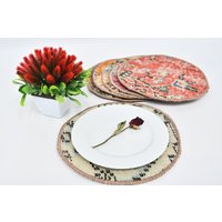 Service Teppich Tischset, Kelim Supla, 6Er Set, 10"x10" Küchendekor, Geschirr Sets, Esszimmer Zubehör, Handgemachter Mauspad, 49 von KilimPillowOriental