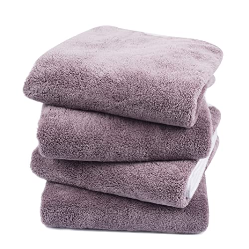 KinHwa 4er Pack Microfaser Handtücher, Stark Wasserabsorbierendes Mikrofaser Handtuch, Mikrofaser Badetuch, Super Weich Duschtücher, Schnelltrocknend & Saugstark, 40cm x 76cm, Violett von KinHwa