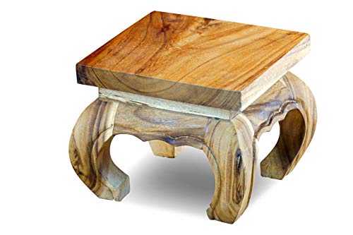 Kinaree Opiumtisch Natur - 25x25cm Holz Opium Beistelltisch aus massiver Akazie geeignet als Nachttisch oder Blumenhocker von Kinaree