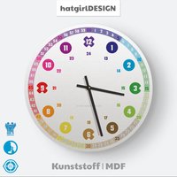 Personalisierbare Lernuhr Für Kinder Mit 24 Stunden Anzeige Als Regenbogenuhr Geräuschlose Wanduhr Uhr Lesen Lernen Waldorf Montessori von Kinderlernuhren