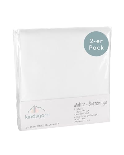 kindsgard Baby Betteinlage/Matratzenschutz tistap - 2er Pack - 70 x 140 cm - 100% Baumwolle - Waschbar bis 95° C - Mit TPU Beschichtung - Atmungsaktiv & Wasserdicht von Kindsgard