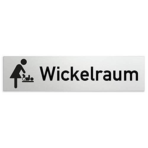 Türschilder24 Schild/Türschild 160 x 40 x 1,5 mm - Aluminium Vollmaterial eloxiert - Oberfläche in geschliffener Edelstahloptik - 100% Made in Germany (Wickelraum) von Türschilder24