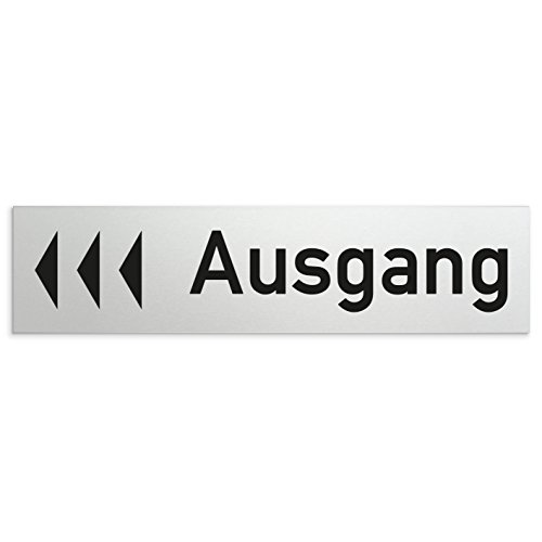 Türschilder24 Schild/Türschild 160 x 40 x 1,5 mm - Aluminium Vollmaterial eloxiert - Oberfläche in geschliffener Edelstahloptik - 100% Made in Germany (Ausgang + Richtungspfeil links"B") von Türschilder24