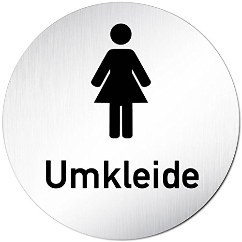 Türschilder24 XXL Türschild • Ø 100 mm • Schild Umkleide Damen • aus Aluminium Vollmaterial • geschliffene Edelstahloptik • 100% Made in Germany von Türschilder24