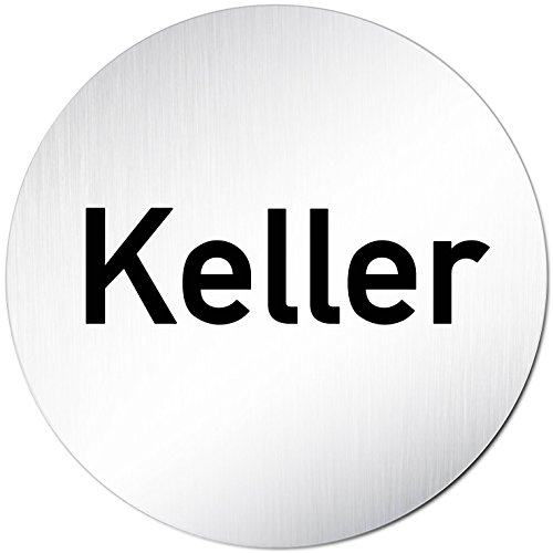 Türschilder24 XXL Türschild • Ø 100 mm • Schild Keller • aus Aluminium Vollmaterial • geschliffene Edelstahloptik • 100% Made in Germany von Türschilder24