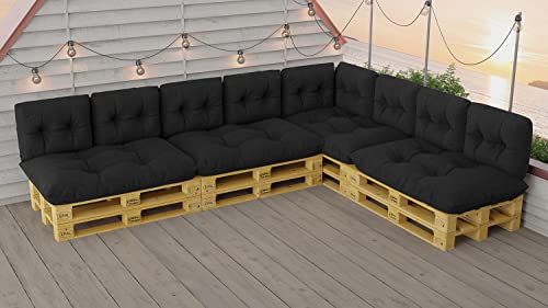 King Matratzen Palettenkissen Set für Europaletten wasserdicht sitzkissen rückenkissen Indoor und Outdoor 120x80 60x40 3 Farben (13ER Set GRAU SCHWARZ (12)) von King Matratzen