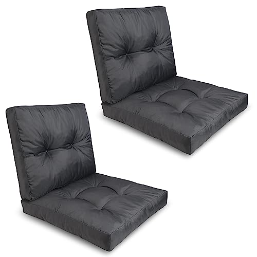 King Matratzen Sitzkissen Kissen Polster Auflage - Premium Wasserdicht Rückenkissen Loungekissen Bodenkissen Rattan Viele Größen (4er Set (L) GRAU) von King Matratzen