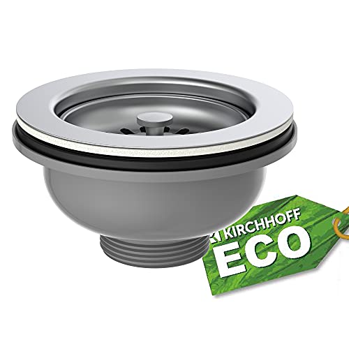 KIRCHHOFF 98835249 Korbventil ECO-Save Siebkörbchen, Edelstahl Abflusssieb Küche, Sieb für Spülbecken, Ablaufventil ohne Überlauf, Abfluss Stöpsel, Ablaufgarnitur Spüle 9883249, Chrom von Kirchhoff