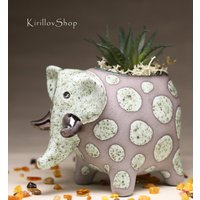 Elefant Blumentopf Keramik Sukkulententopf Pflanzer Innen Handgemachter Kaktustopf Wohnkultur Geschenk Made To Order von KirillovShop