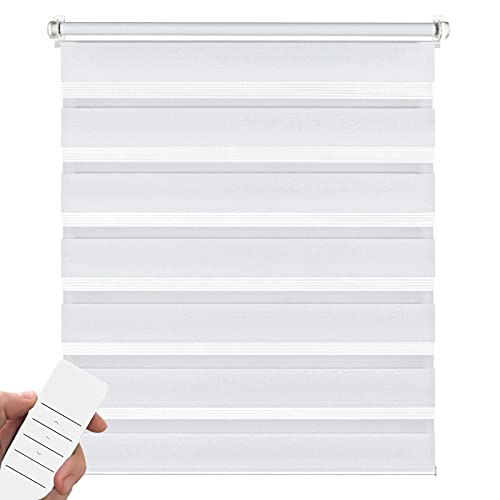 Elektrisches Doppelrollo für Fenster, Klemmfix ohne Bohren, Rollo mit Akku, transparent lichtundurchlässig – 120x150 cm weiß – Duo Rollo Klemmträger von Kirsch Innovation