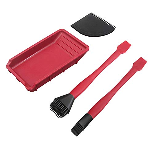 Kisbeibi 4-teiliges Werkzeug-Set für Holzbearbeitung, Klebstoff-Applikator-Set, 2 Silikon-Pinsel, 1 Klebeschale, 1 flacher Schaber von Kisbeibi