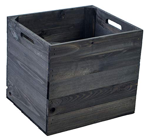 Kistenkolli Altes Land Holzkiste schwarz passend für alle Ikea Kallax Regale und Expedit Regale Einschubkiste Schubladenbox Weinkiste 32x37x32cm (1er Set) von Kistenkolli Altes Land