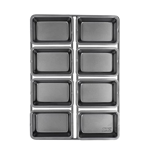 Chicago Mini Backform für Kuchen und Brötchen, 8 Körbchen, Antihaftbeschichtet - 9 x 3 cm, Grau von Chicago Metallic