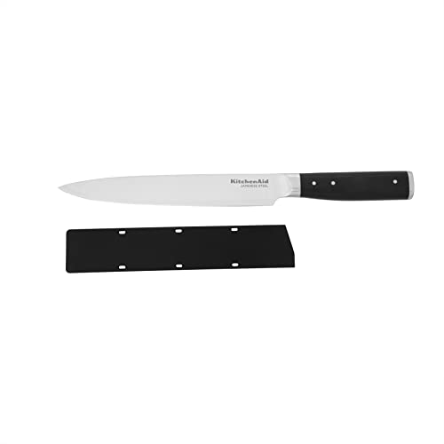 KitchenAid Gourmet Fleischschneidemesser, scharfe Klinge aus hochwertigem japanischem Kohlenstoffstahl, Schwarz, 20 cm / 8 Zoll von KitchenAid