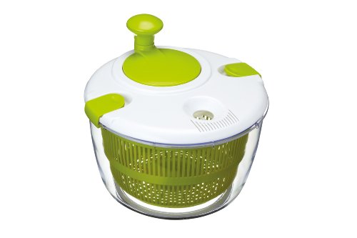 KitchenCraft Deluxe Salatschleuder und Dresser, BPA-Plastikfrei und leicht zu reinigen, groß, Weiß/Grün, 25 x 25 x 20.5 cm von KitchenCraft