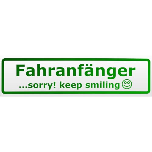 Kiwistar Fahranfänger Sorry! Keep Smiling Magnetschild Schild magnetisch - 30cm Grün - reflektierend - Magnetfolie für Auto PKW Kfz von Kiwistar