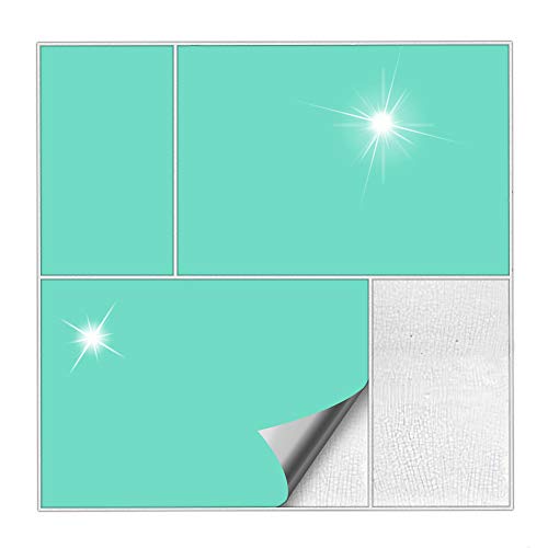 Kiwistar Fliesenaufkleber Mint Glänzend - 14,7 x 19,7 cm - 25 Stück - Klebefliesen Fliesenmuster Stickerfliesen Wandfliesen überkleben von Kiwistar